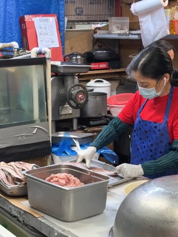 Fish paste vendor at Kekaulike Market.