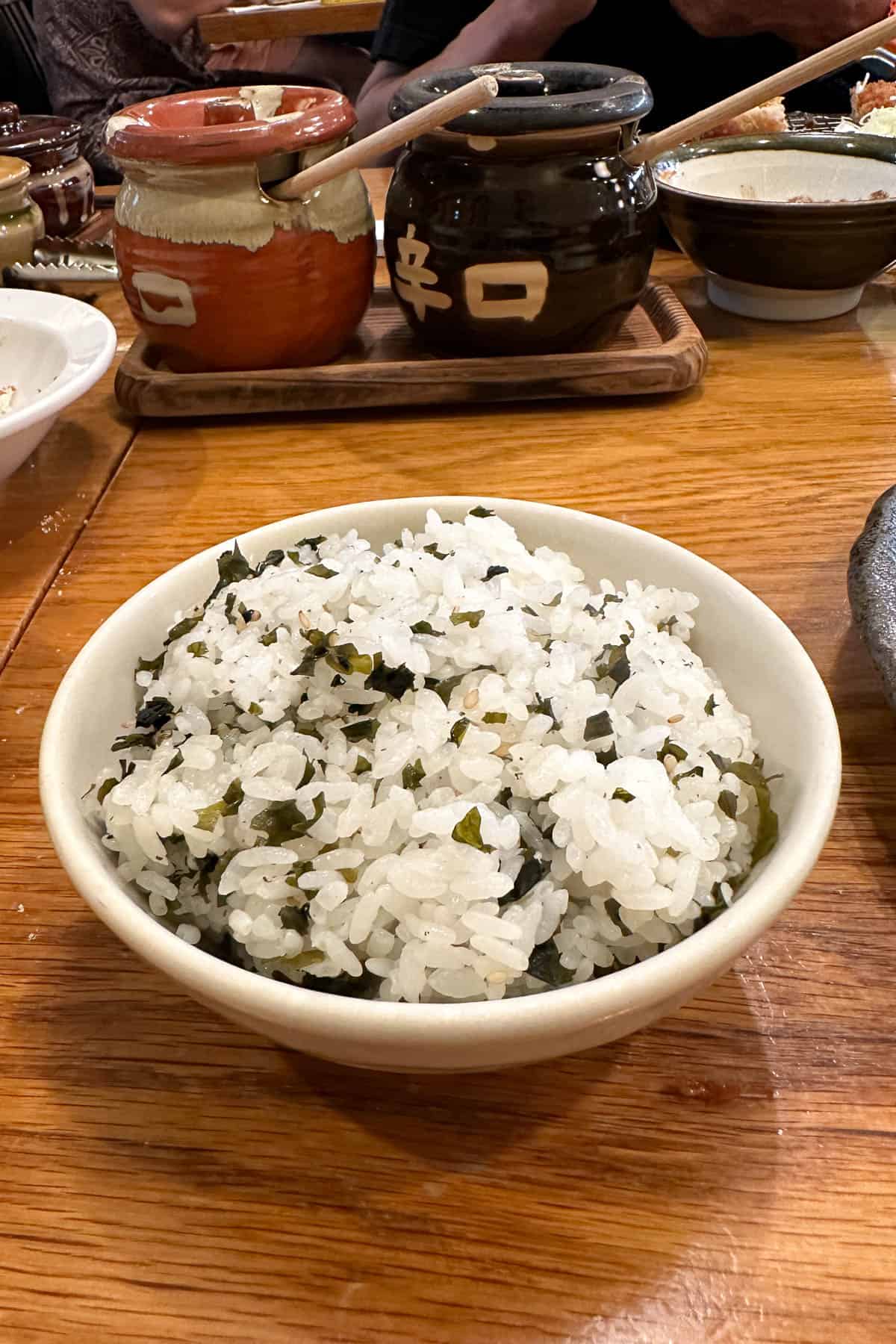 Tonkatsu Tamafuji shiso rice.