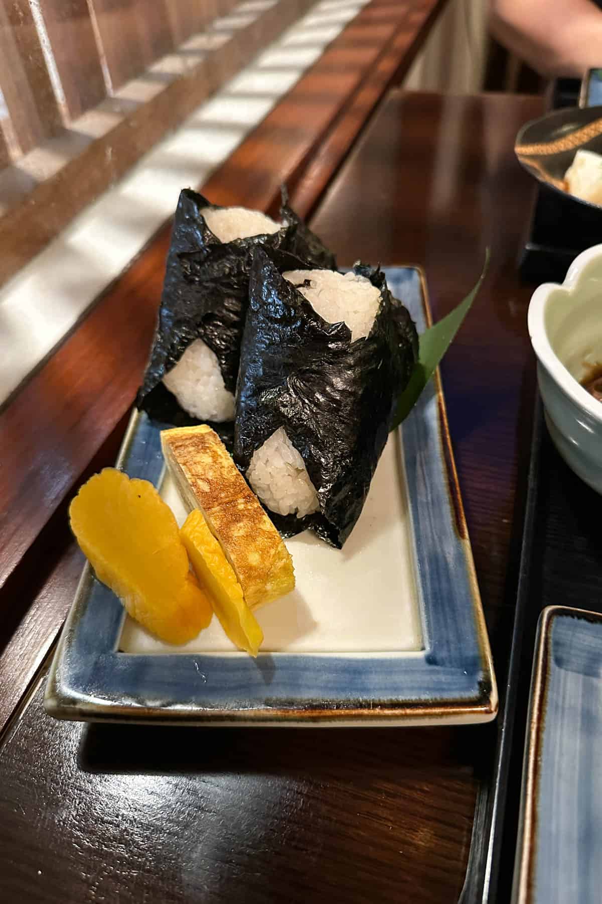 Kombu musubi at Yoshitsune Restaurant in Waikiki.