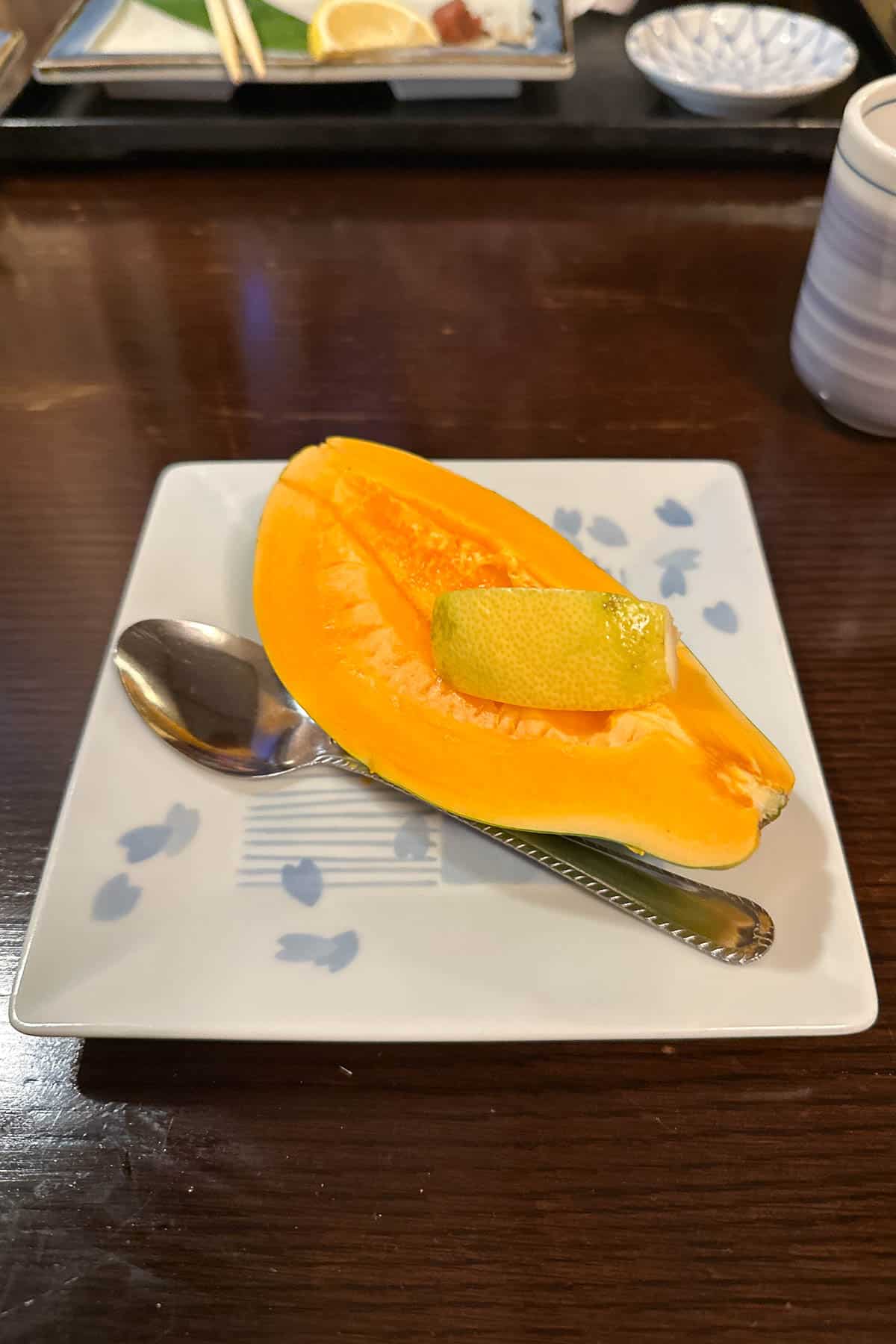 Papaya at Yoshitsune Restaurant in Waikiki.