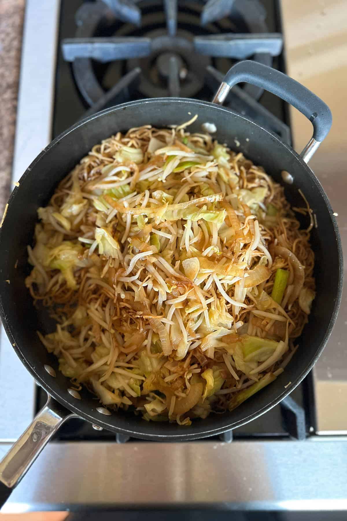 Making char siu chow mein.