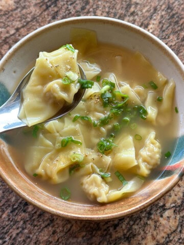 Mini wontons in soup.