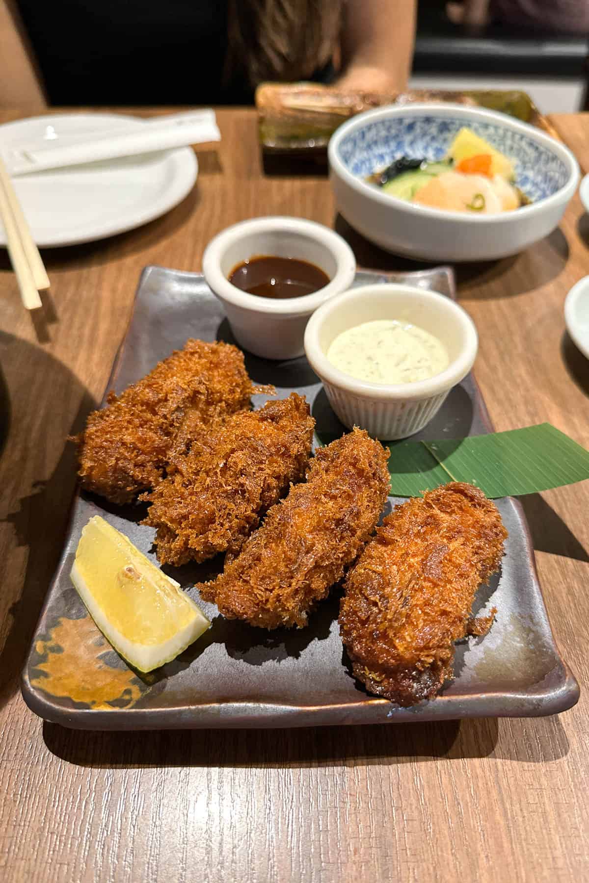 Japanese Restaurant Aki fried oysters.