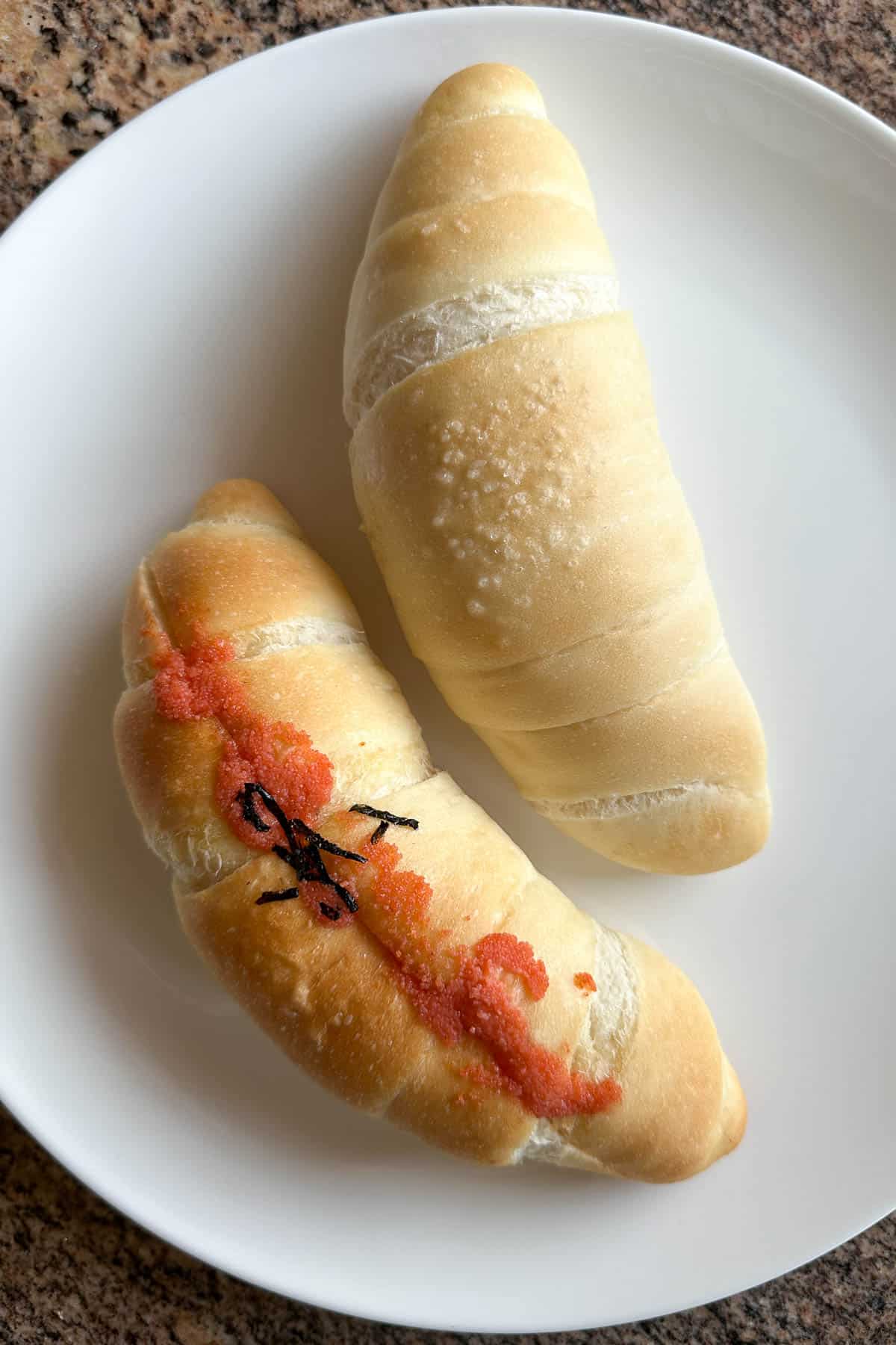 Okayama Kobo Bakery salt and butter bread, mentaiko bread.