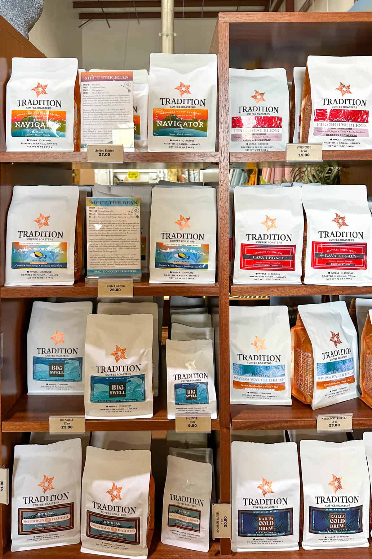 Tradition Coffee Roasters coffee bean options