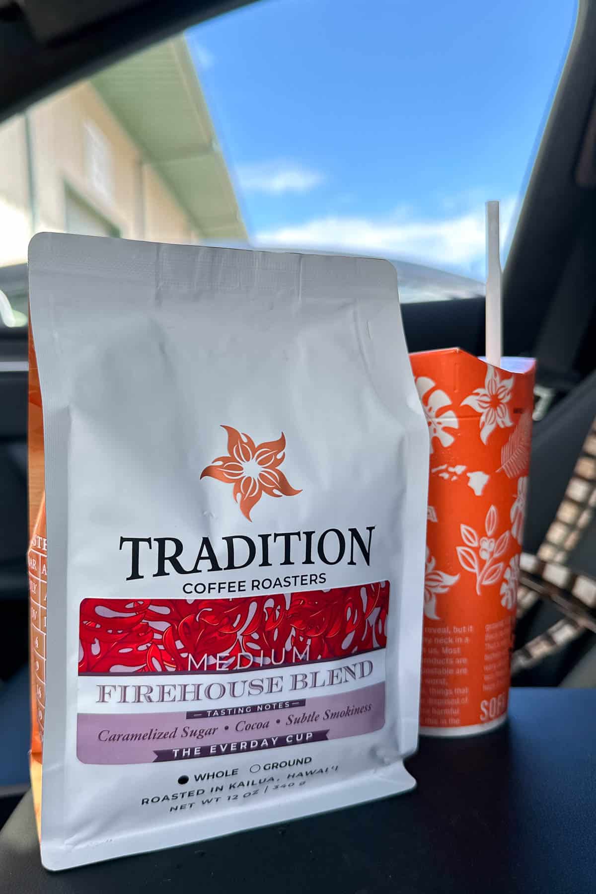 Tradition Coffee Roasters bag of coffee beans.