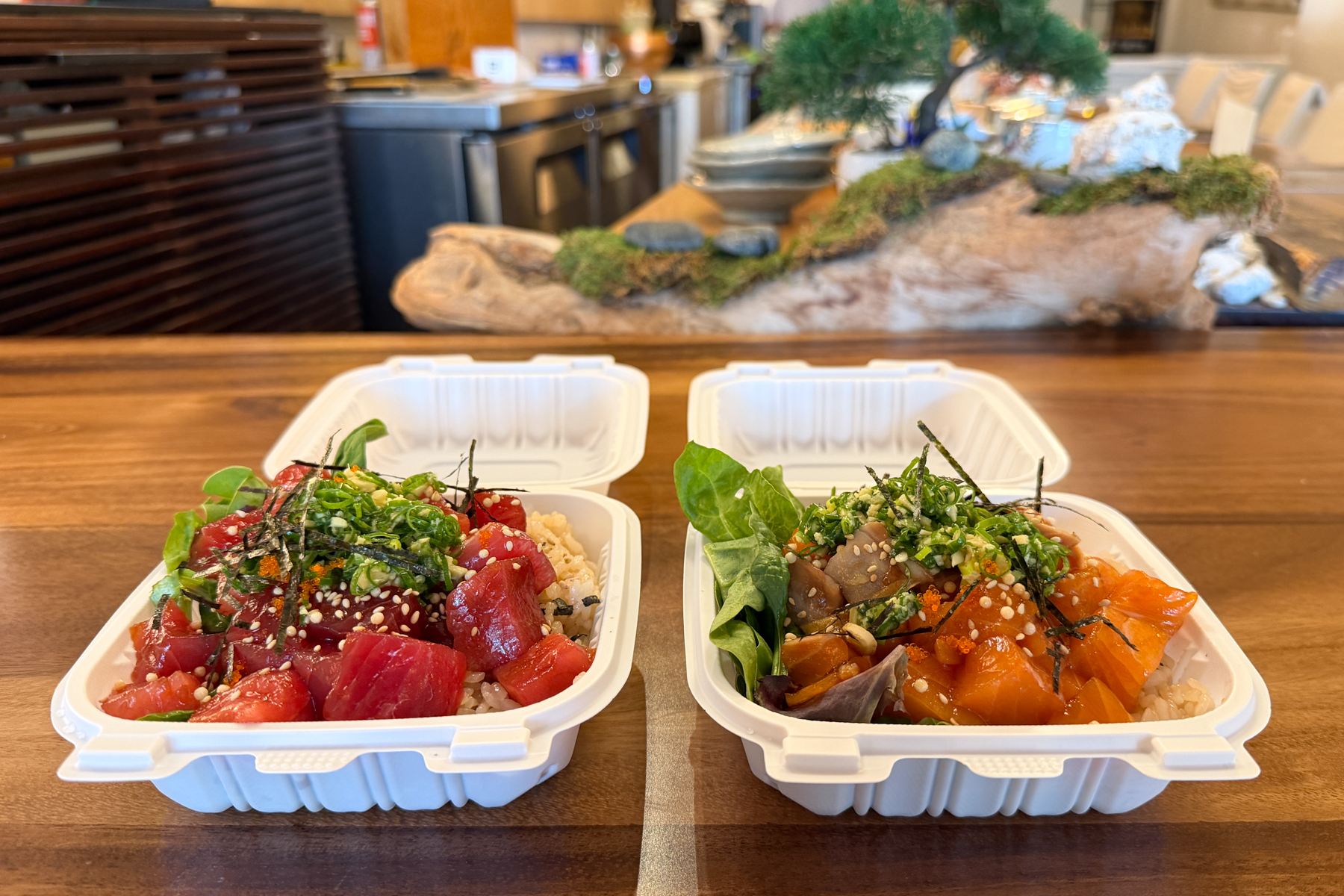 22 Kailua ahi and salmon poke bowls.