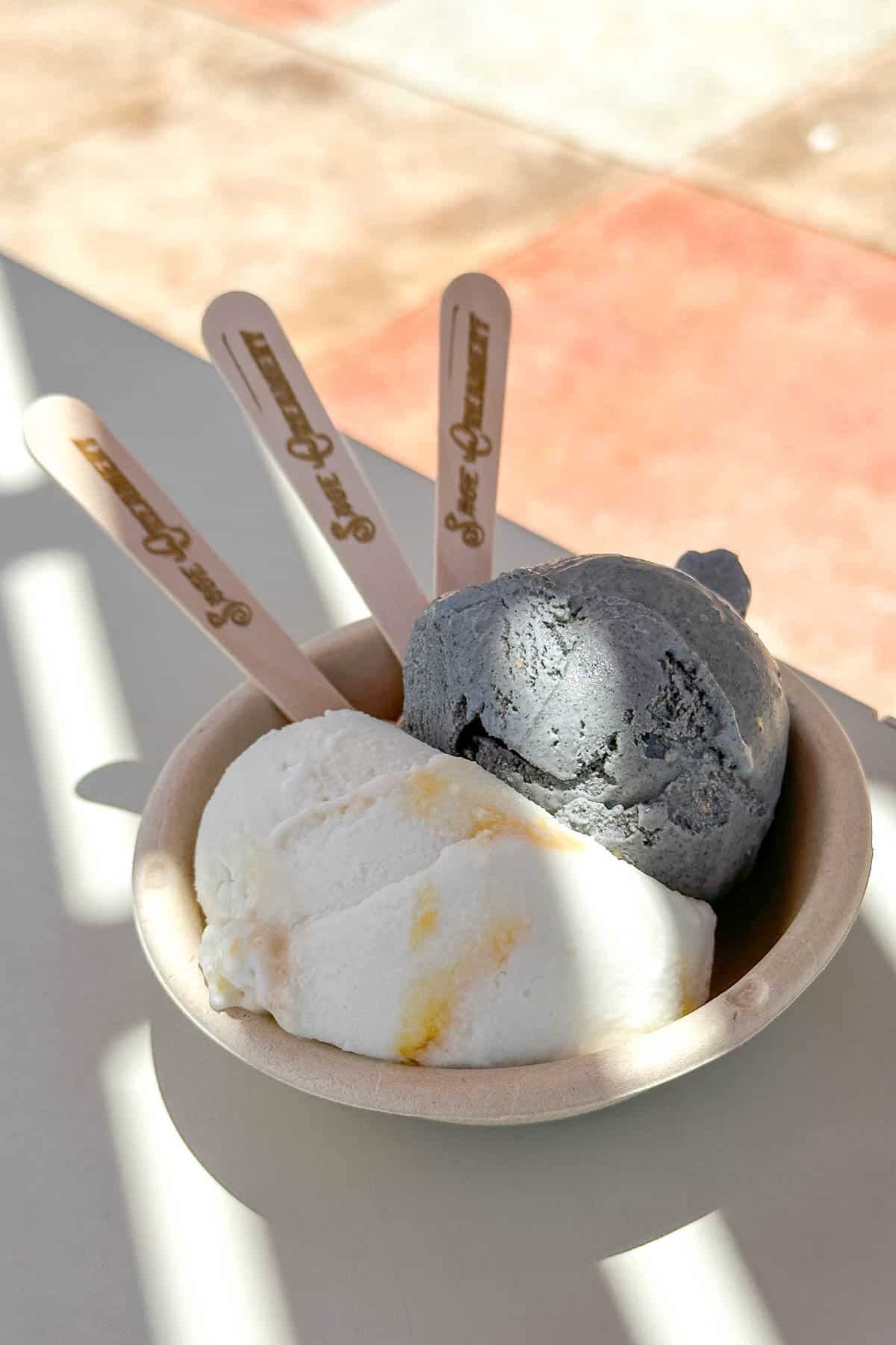 Sage Creamery ice cream - black sesame and mango sticky rice.