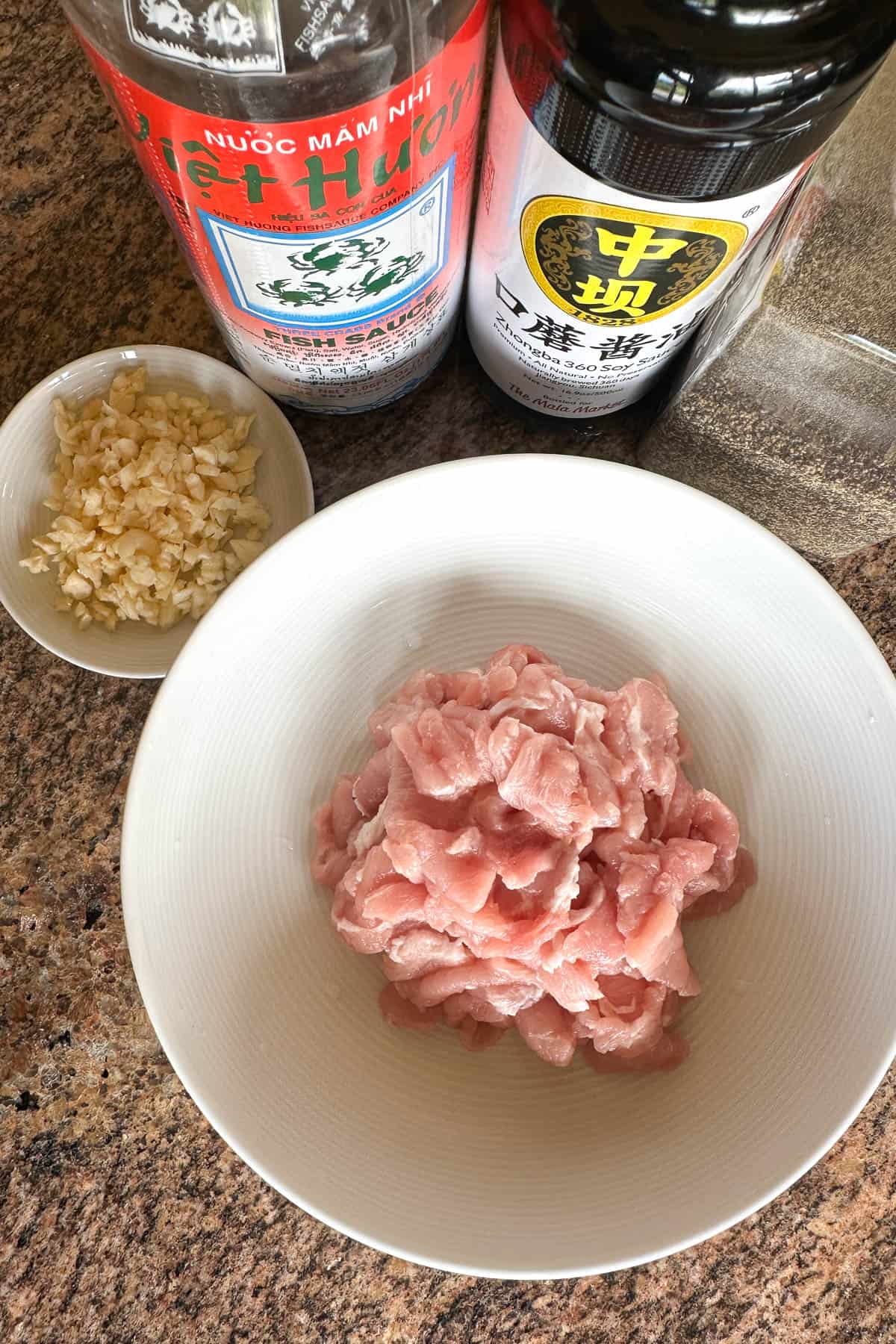 Ingredients for making Pepper Pork.
