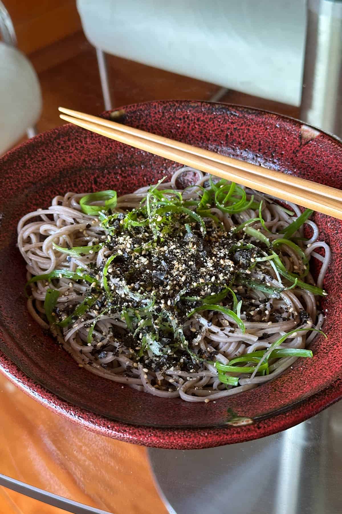 Perilla Oil Noodles with soba.