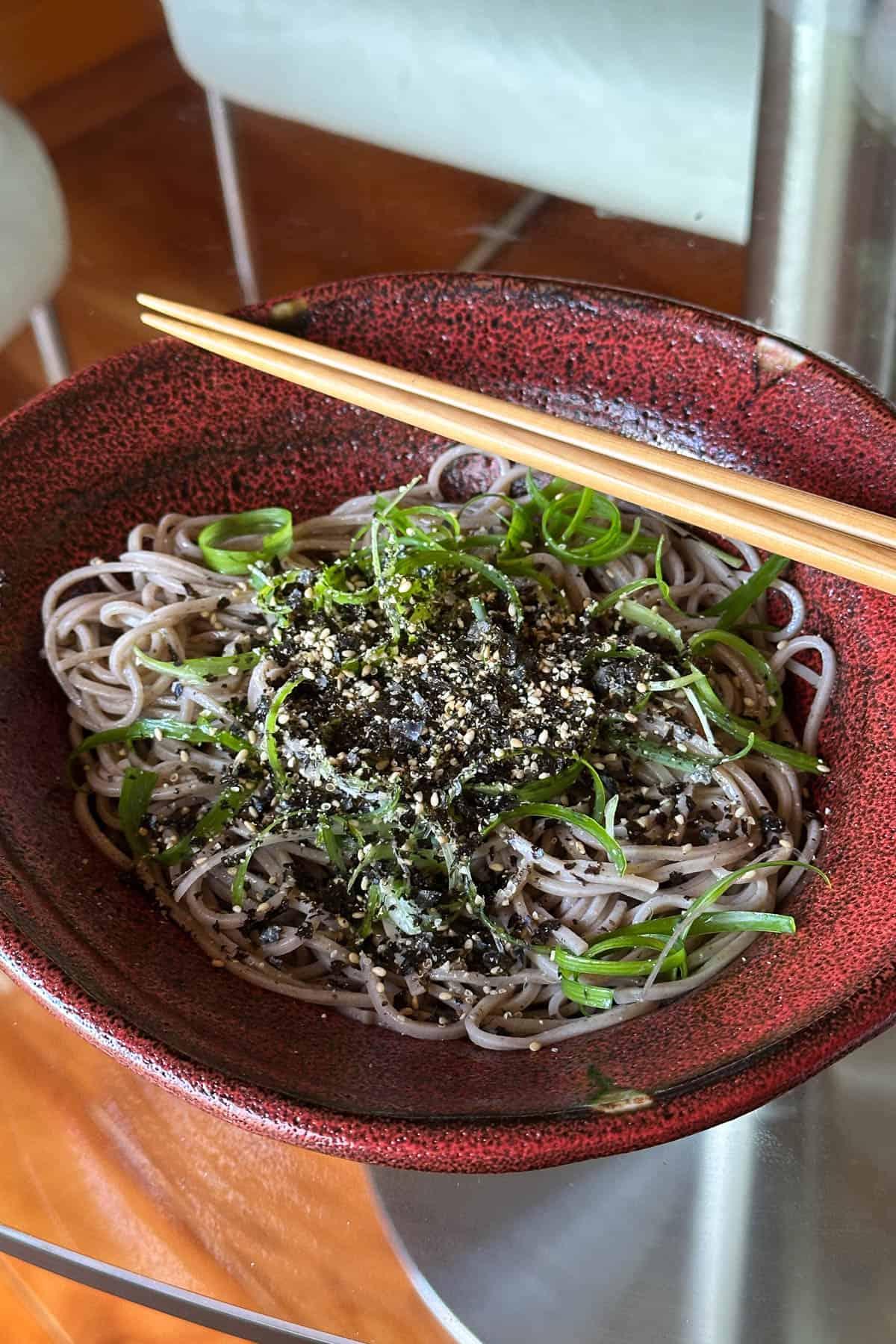 Perilla Oil Noodles with soba.