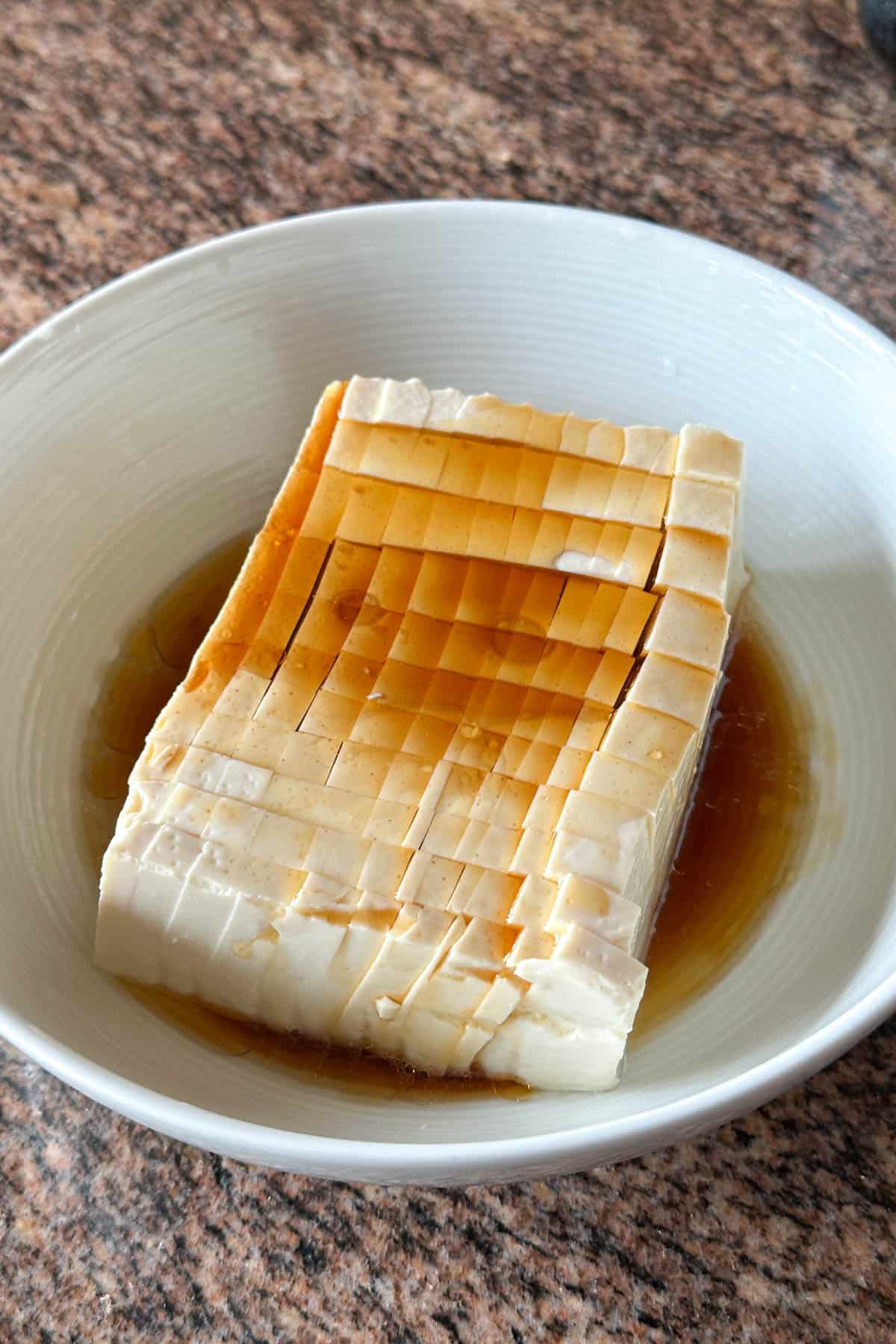 Making Cold Tofu with Mentsuyu.