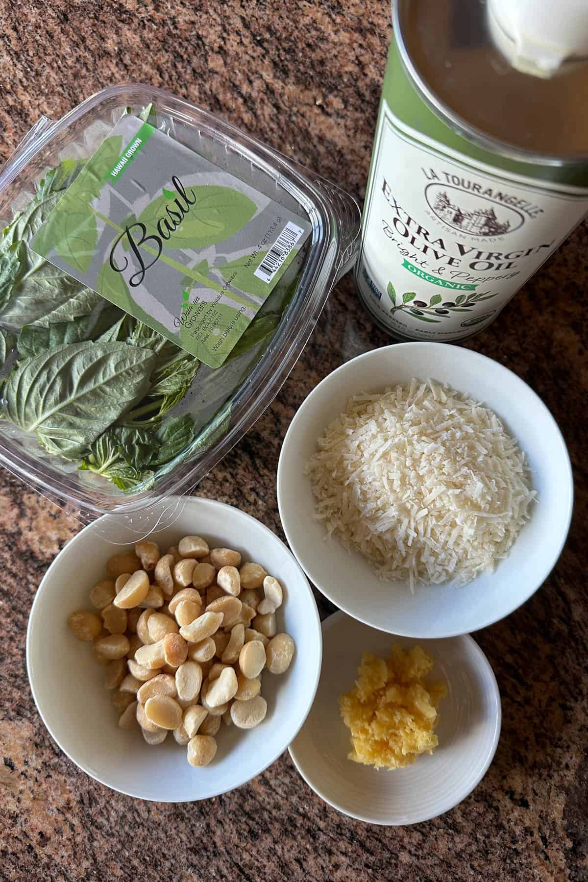 Making Macadamia Nut Pesto.