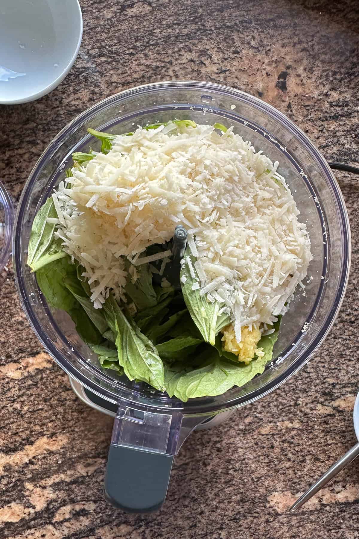 Making Macadamia Nut Pesto.