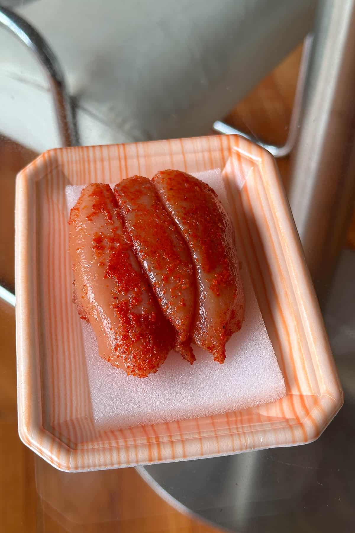 A package of mentaiko lobes.