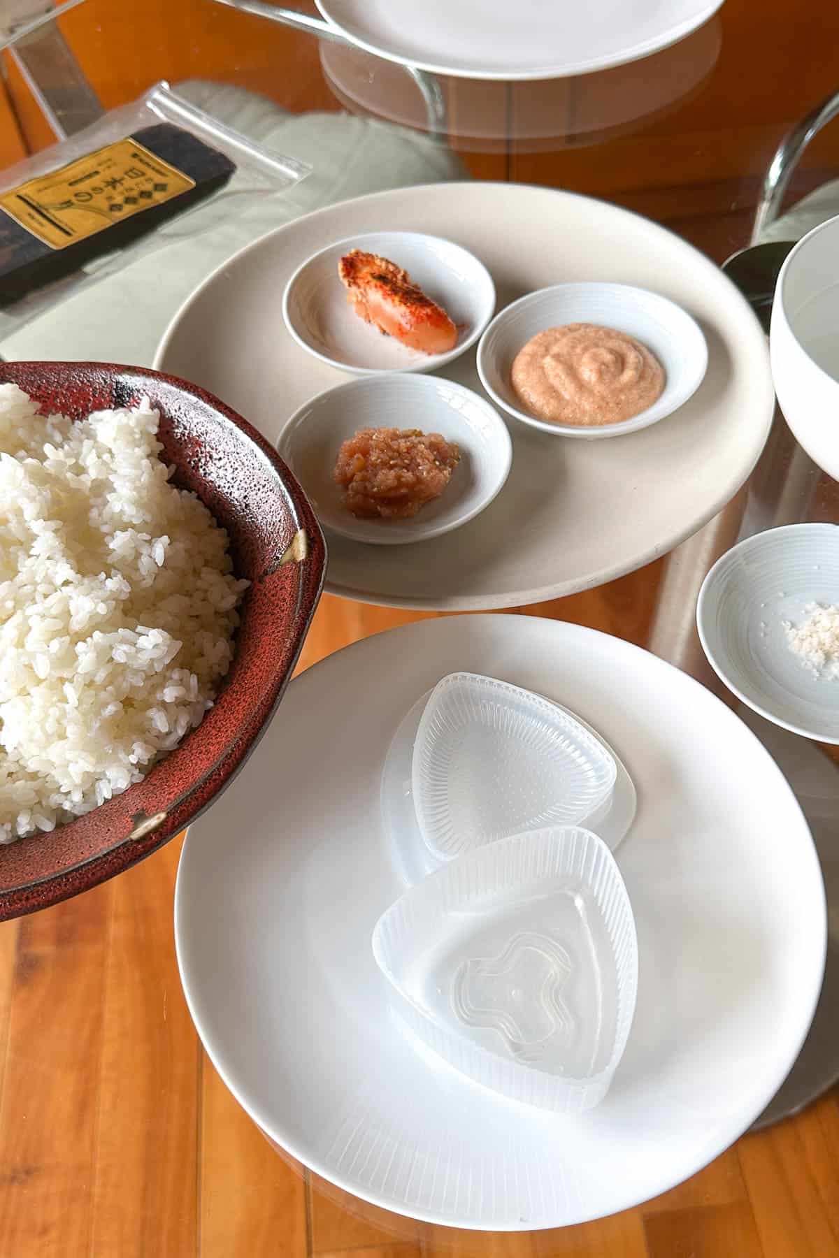 Ingredients for Mentaiko Onigiri / Musubi.