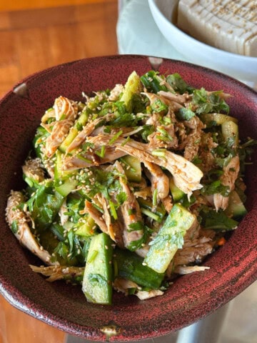 Shredded Chicken and Cucumbers.