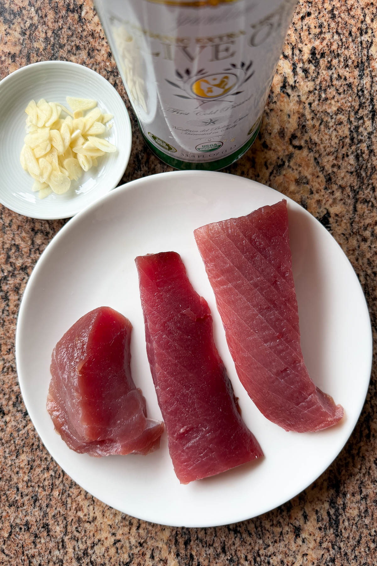 Ingredients for Tuna Confit.