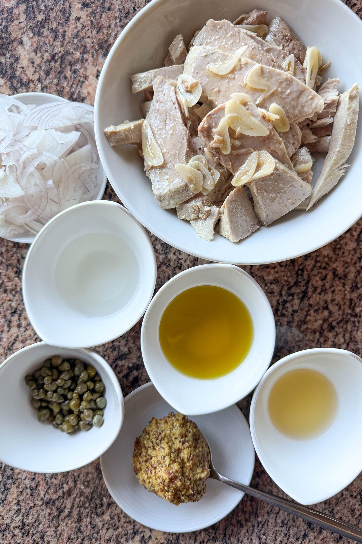 Ingredients for Tuna Confit.