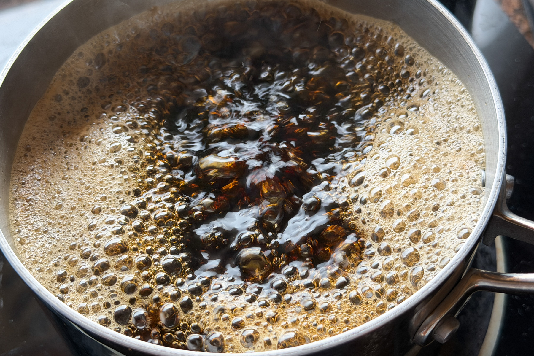 Melting Chinese brown brick sugar / slab sugar to make Nian Gao (Gau).