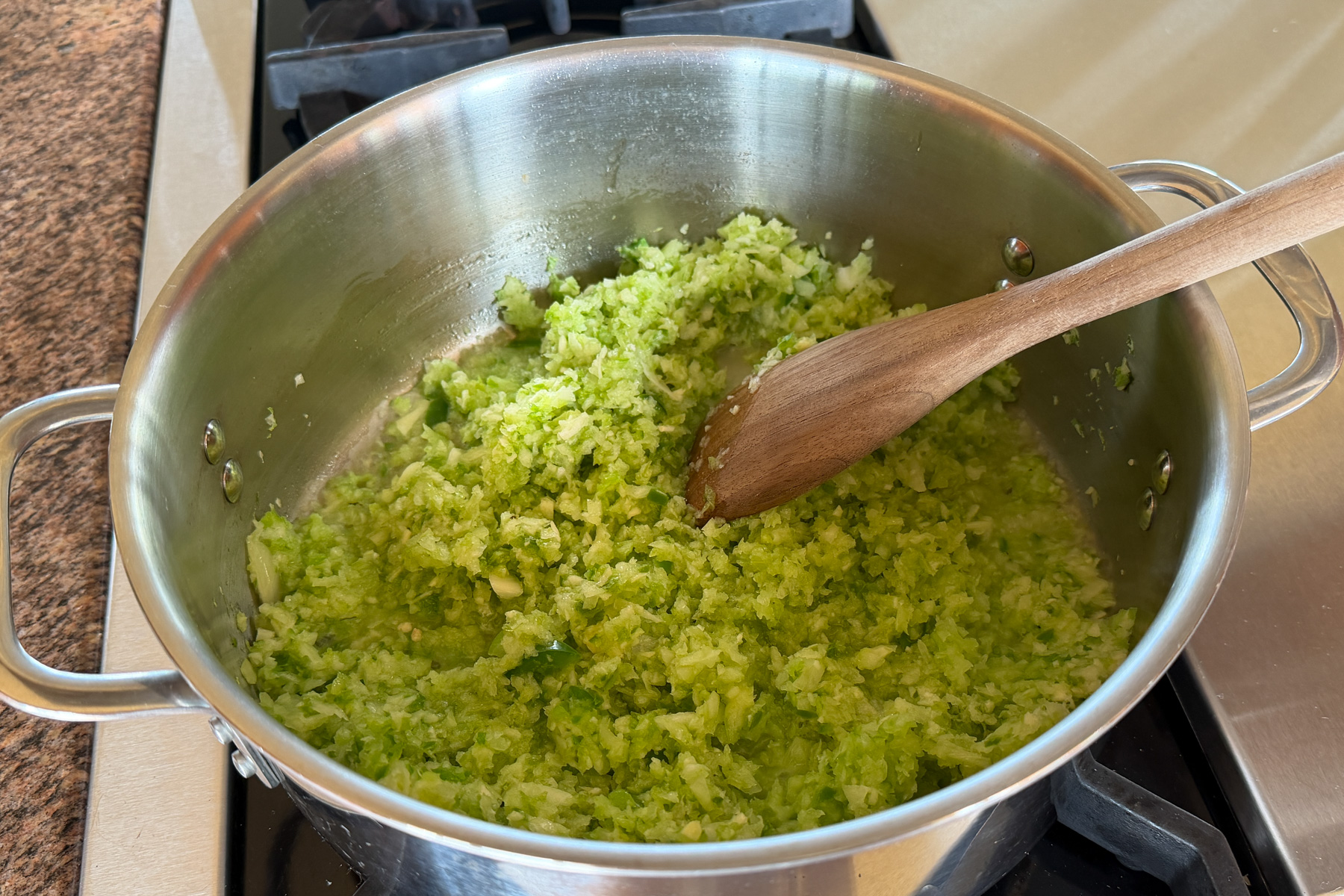 Making Zippy's chili, saute the vegetables first.