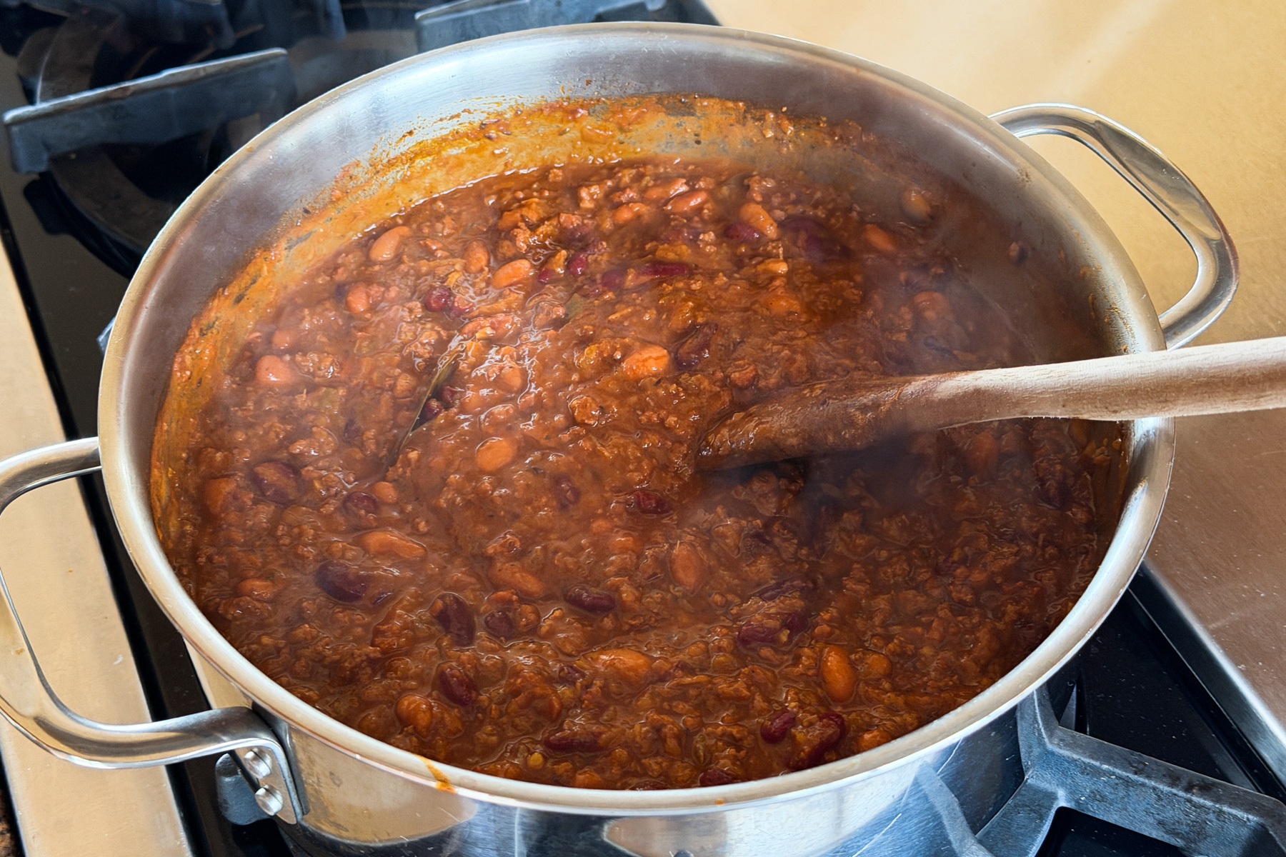 Making Zippy's chili.