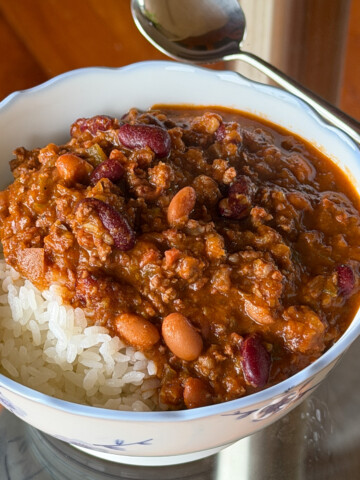 A bowl of homemade Zippy's chili.
