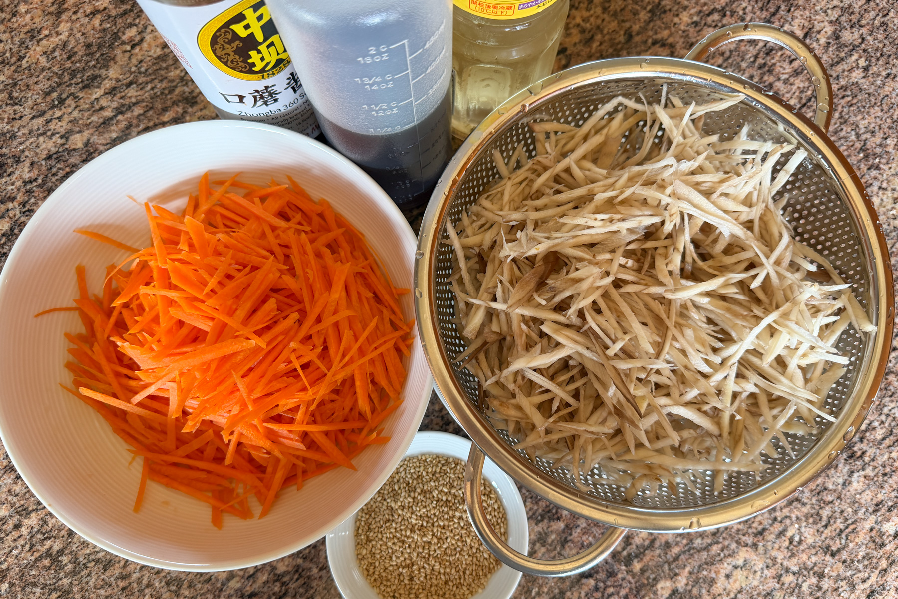 Ingredients for Kinpira Gobo.