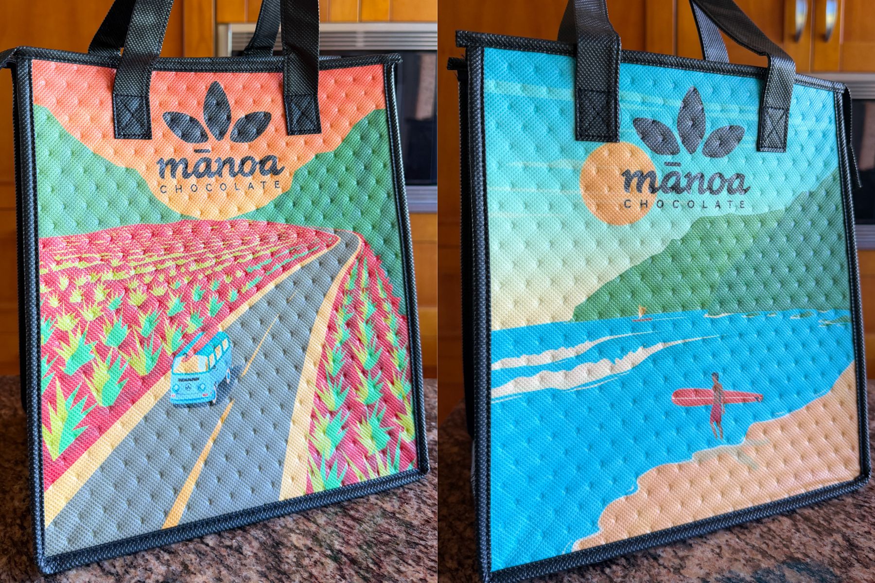 Manoa Chocolate cooler bags.
