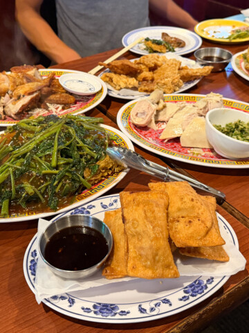 Lots of food on the table at 8 Fat Fat 8.