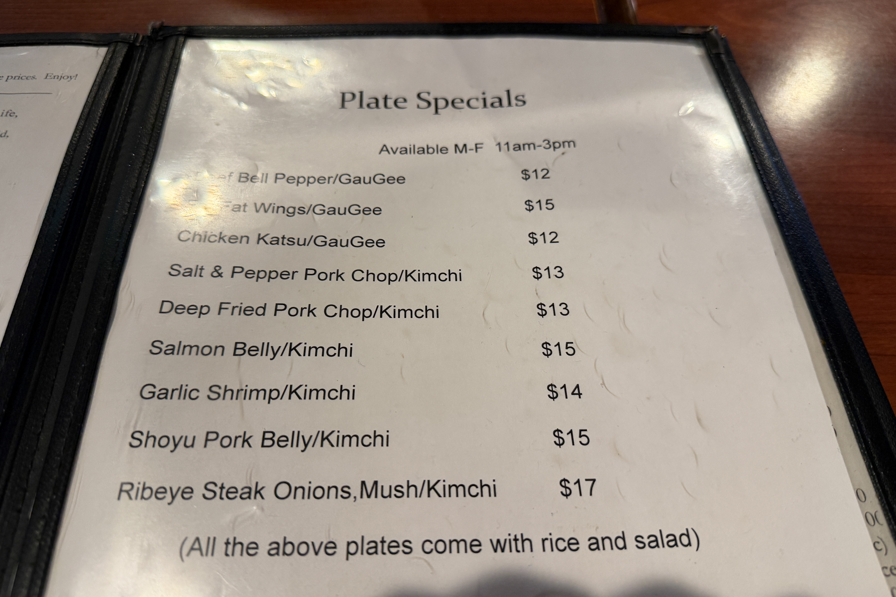 Lunch Specials menu at 8 Fat Fat 8.