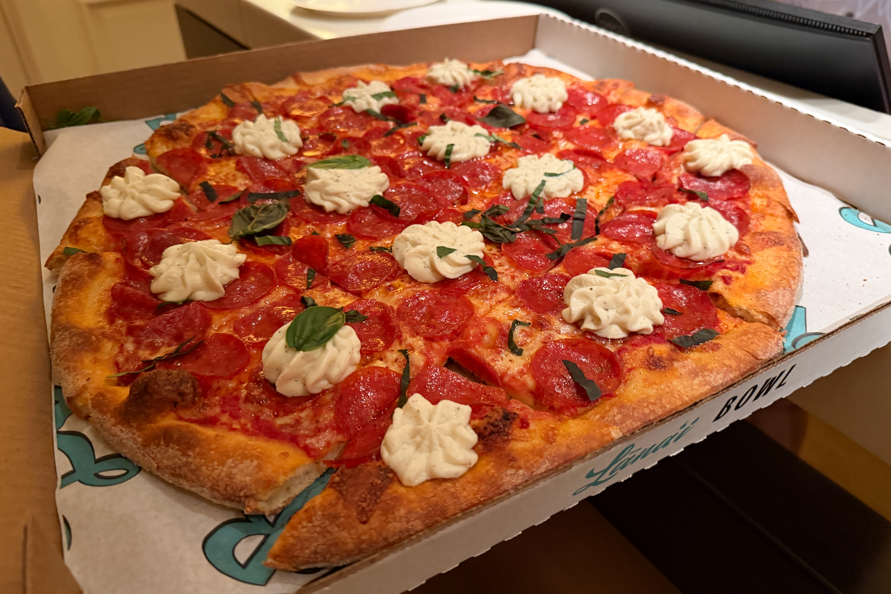 Lanai Bowl Pepperoni Party Pie pizza.