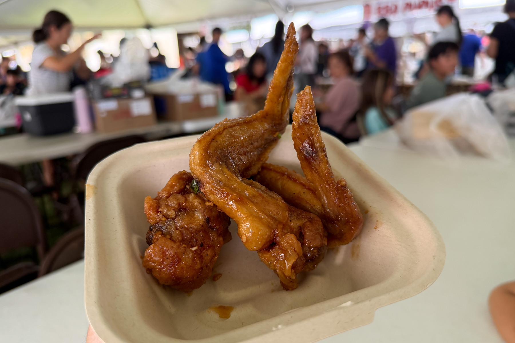Tenrikyo Bazaar garlic chicken wings booth.